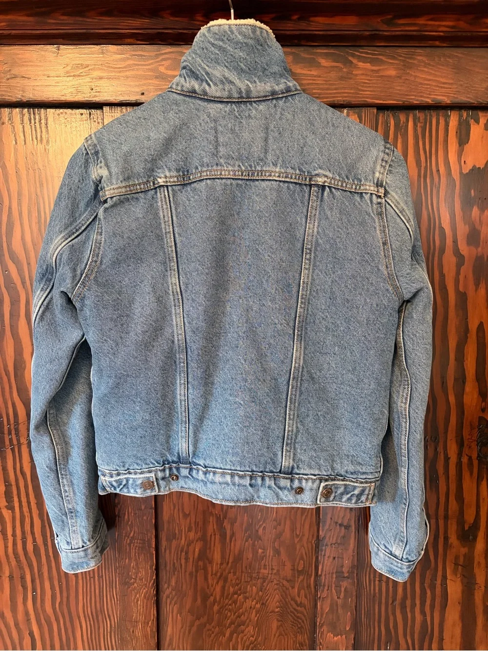Levi's Blue Denim Sherpa Jacket with Cream Collar